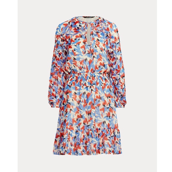 Lauren Ralph Lauren: Floral Crinkled Georgette Dress Save to Wishlist (NWT) - Picture 5 of 7
